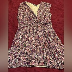 Lands' End Sleeveless Paisley Fit and Flare Dress